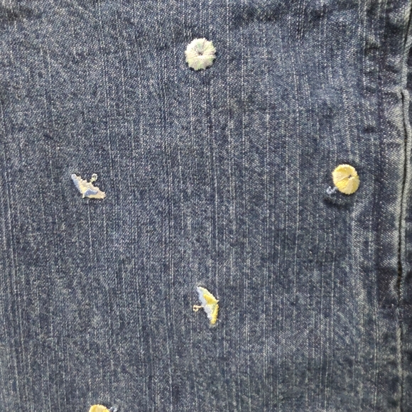 Vintage Y2K Gymboree Blue Denim Dress with Floral And Sun Umbrellas Embroidery - Picture 4 of 4
